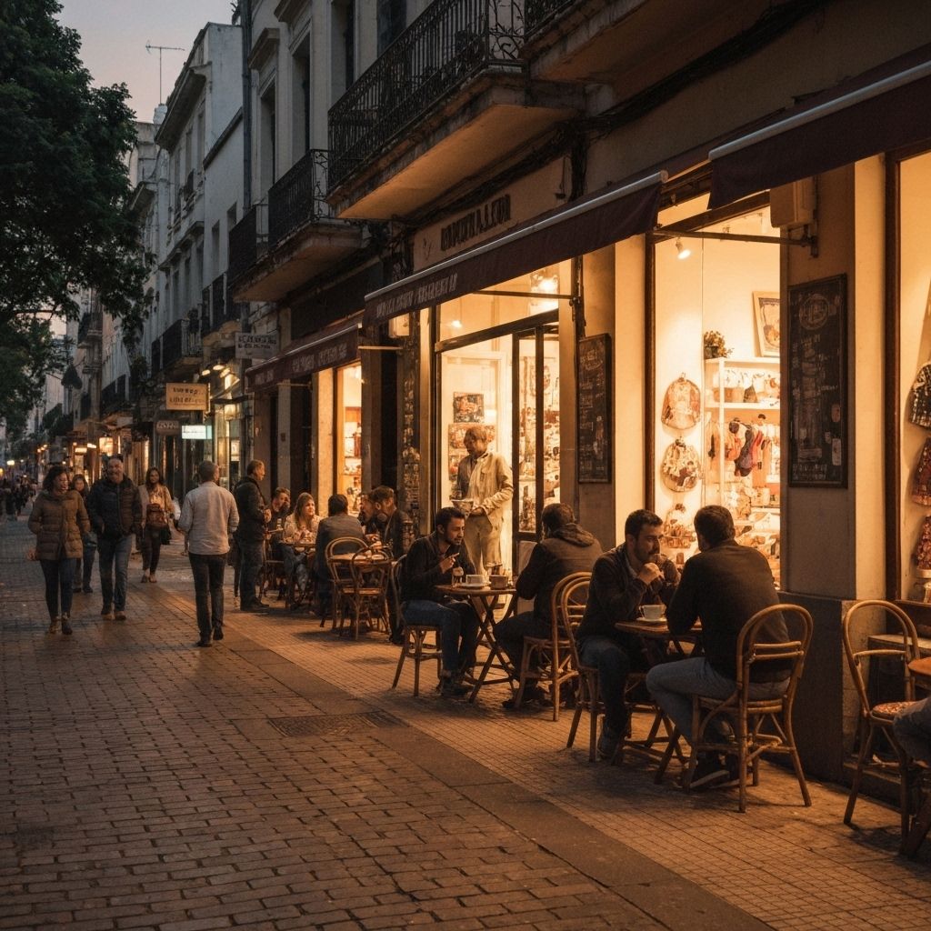Buenos Aires street scene evening